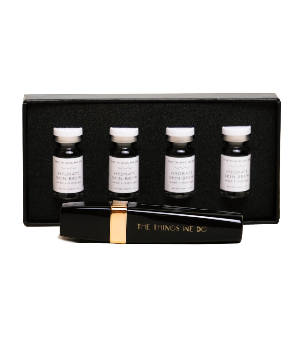 dew & go hydrating skin brew ampoules (back) with stamp (front). stamp not included.